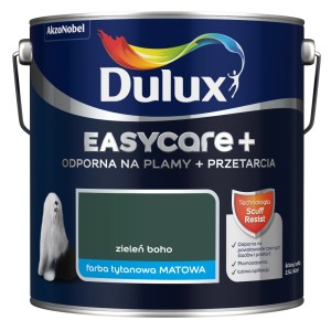 Puszka farby Dulux Easycare+ w kolorze boho zielonym, matowa farba tytanowa do ścian.