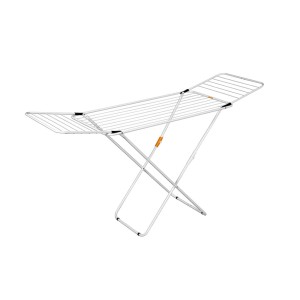 Biała, metalowa suszarka na pranie t.b.t., składana.