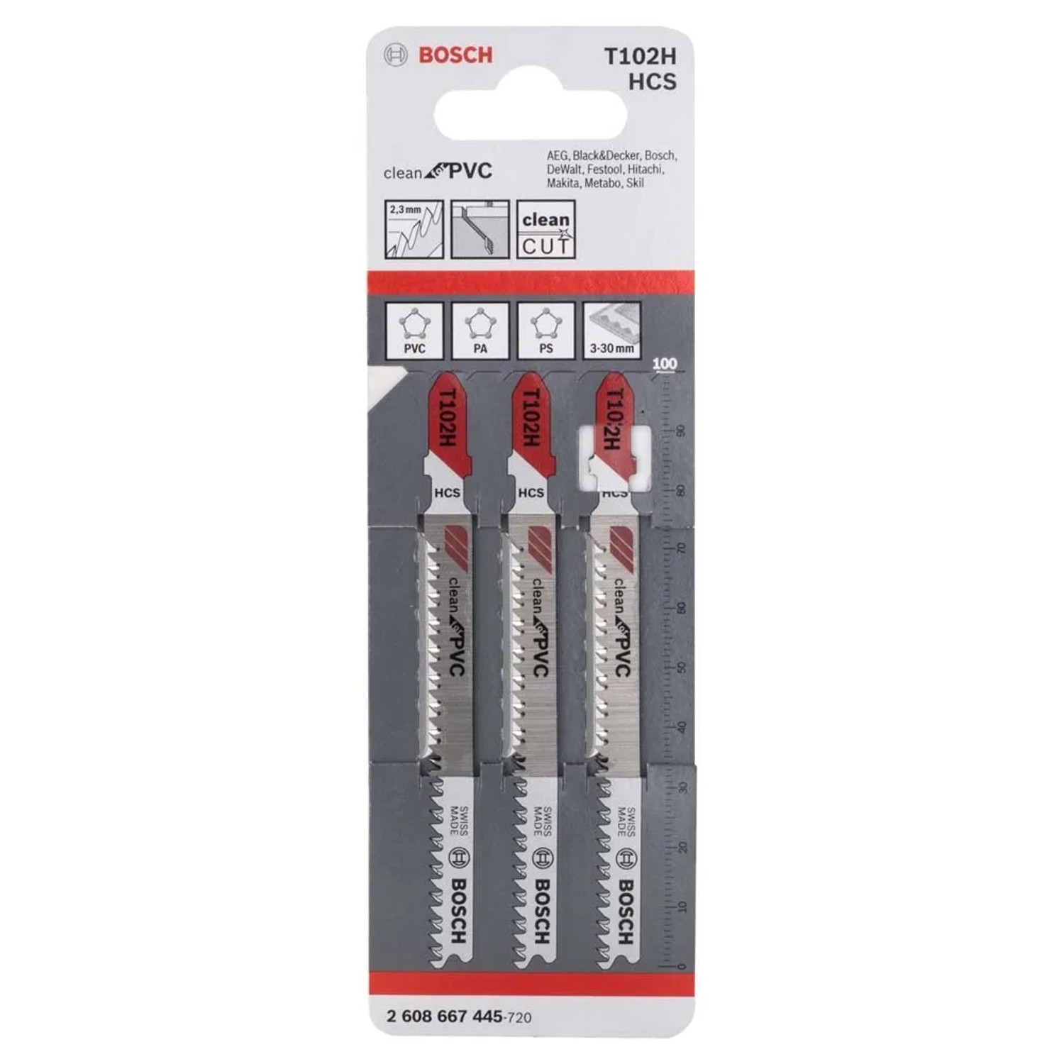 Bosch Professional Brzeszczot do wyrzynarki do PVC z uchwytem T, 3 szt.