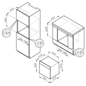 Pyramis Piekarnik do zabudowy PO78052009PBL czarny 59,5 cm