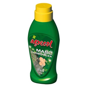 Zielona butelka maści ogrodniczej Agrecol, 250 ml.