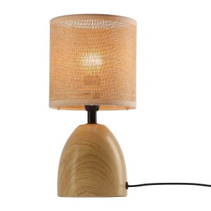 Candellux lampka stołowa DELI ceramiczna efekt drewna 1xE14 40W abażur beżowy