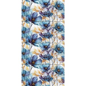 Płytka dekoracyjna z niebieskim wzorem kwiatowym do dekoracji ścian.