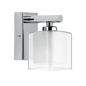 Nowoczesny chromowany kinkiet Kinkiety z przezroczystym szklanym kloszem.