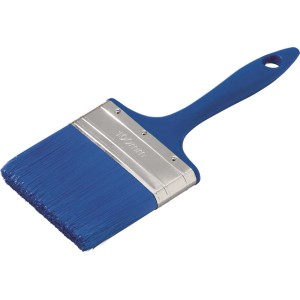 Niebieski pędzel płaski, szerokość 100 mm, do malowania i lakierowania.