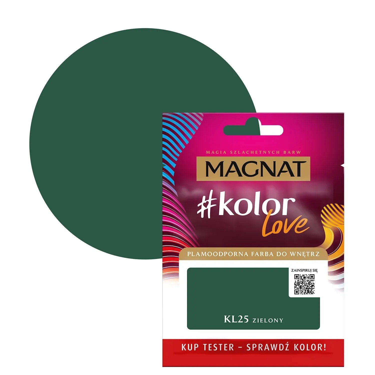 Próbka koloru Magnat #kolor Love KL25 Zielony do farb ściennych.