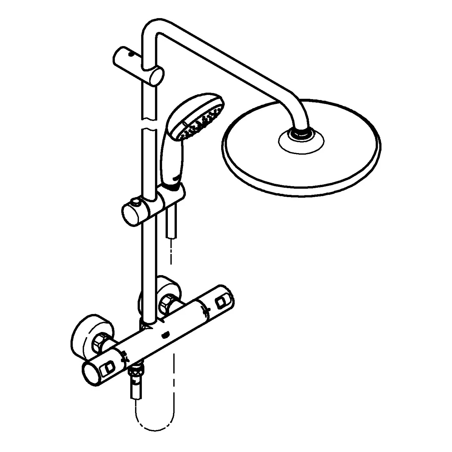 System prysznicowy Grohe QuickFix Vitalio Start 250 w kolorze czarnym z baterią termostatyczną.