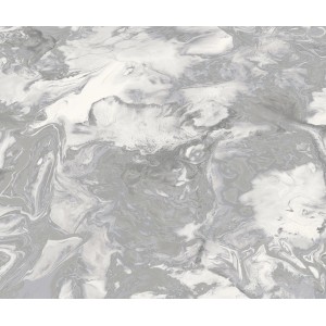 Tapeta dekoracyjna z efektem marmuru, wzór szaro-biały.