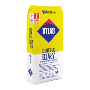 Worek kleju do płytek Atlas Geoflex Biały, biały, do płytek ściennych i podłogowych.