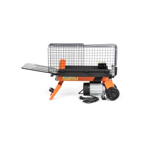 Elektryczna łuparka do drewna z klatką ochronną i kołami. Idealna do rąbania drewna.