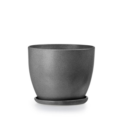 Doniczka z podstawką grafit - 16 cm