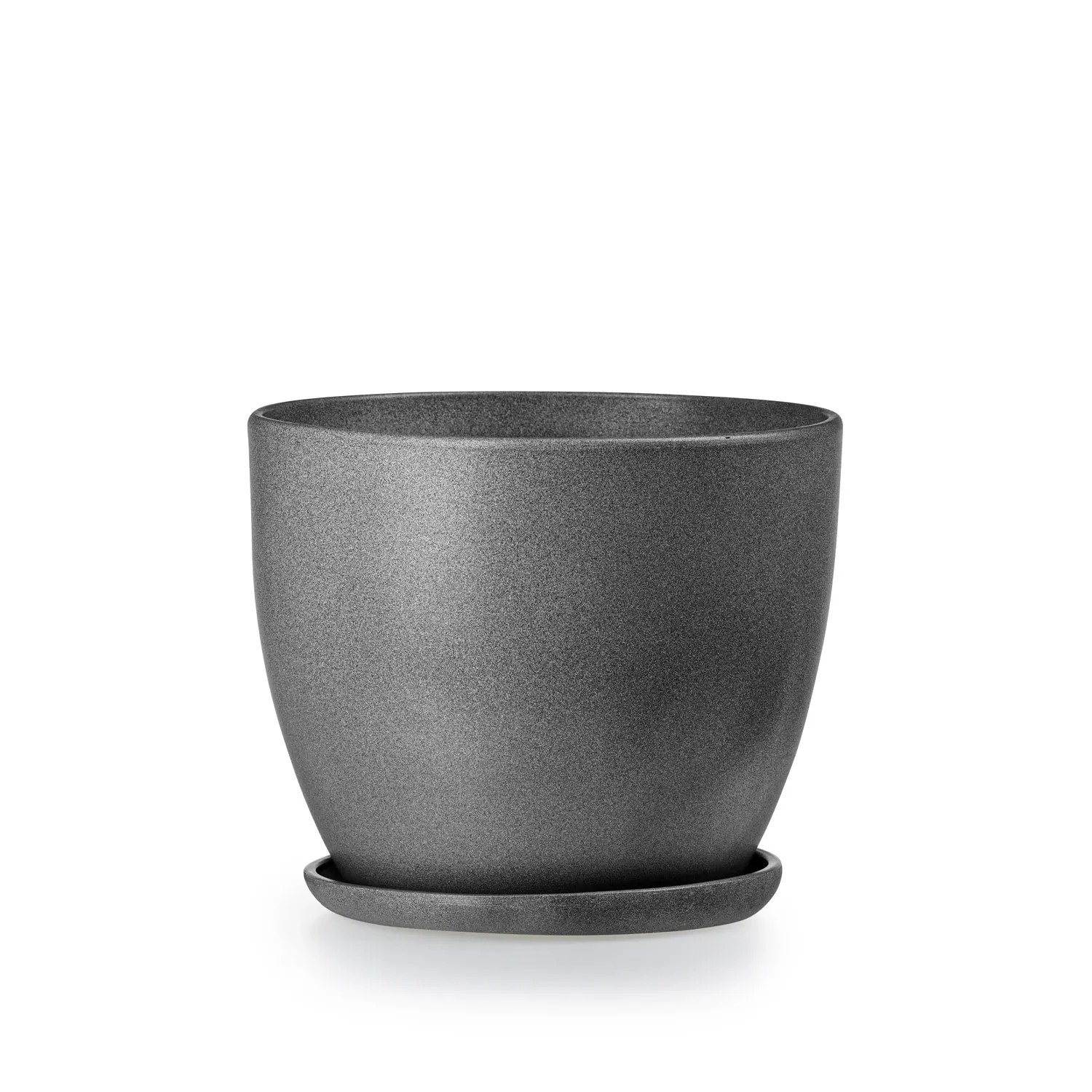 Doniczka z podstawką grafit - 16 cm