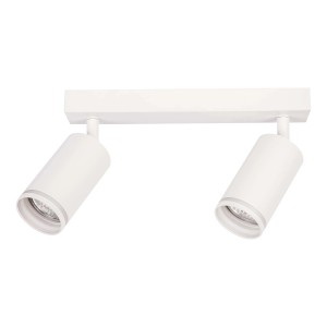 Biała listwa oświetleniowa t.b.t. z dwoma cylindrycznymi reflektorami.