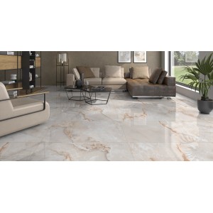 Jasna podłoga z płytkami podłogowymi t.b.t. w salonie.