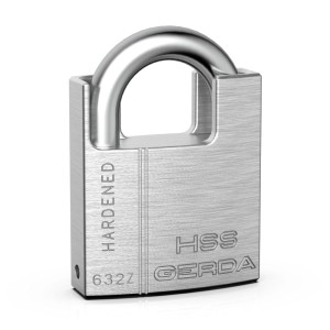 Srebrny kłódka t.b.t. z hartowanym pałąkiem.