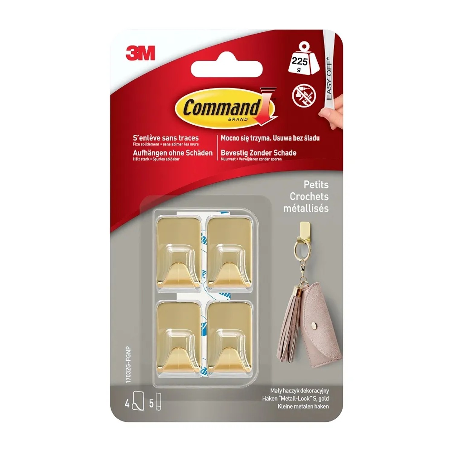 3M Command Małe haczyki dekoracyjne, złote, do 225 g  4 szt.