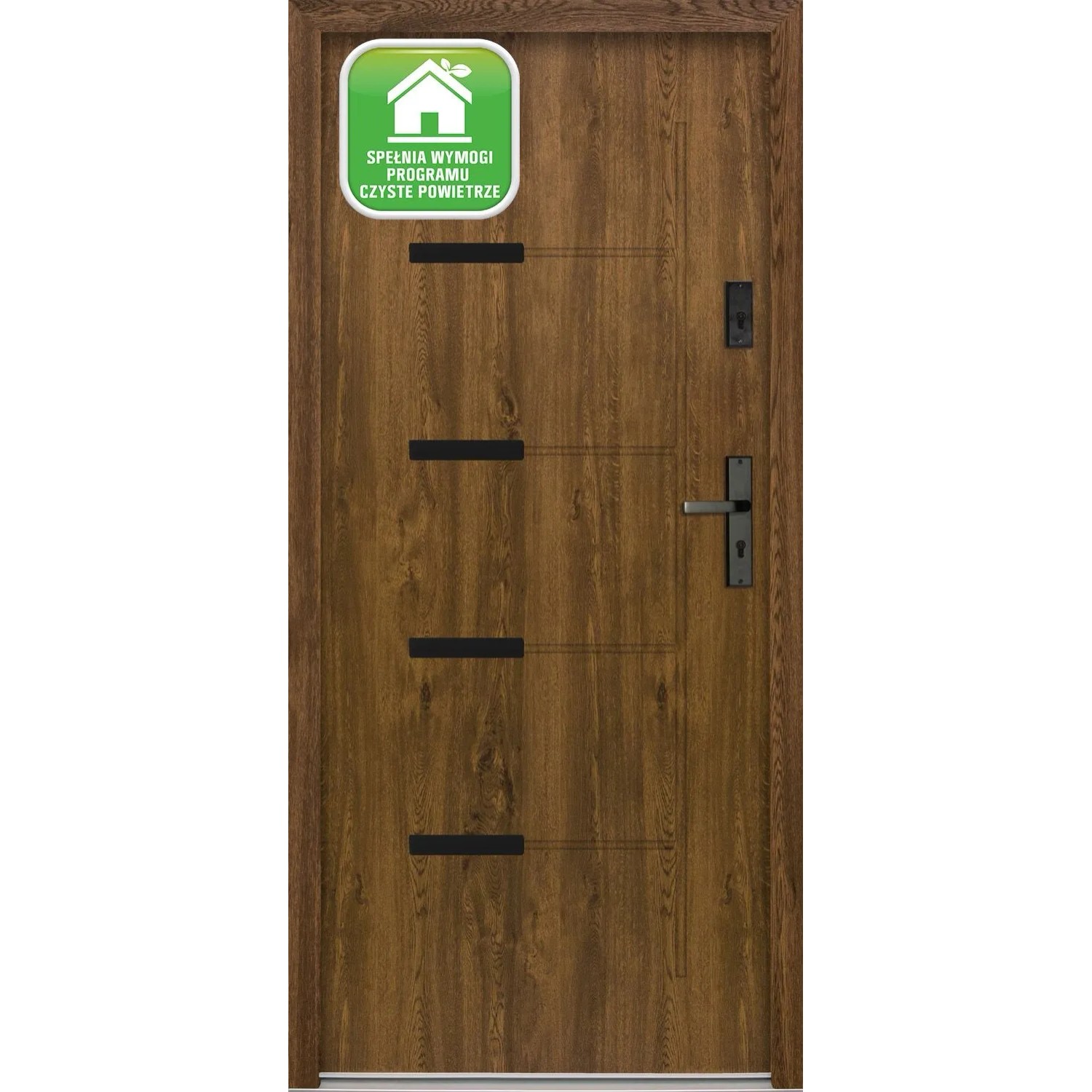 Splendoor Drzwi zewnętrzne Onyks Orzech 80P otwierane do wewn. 93x208