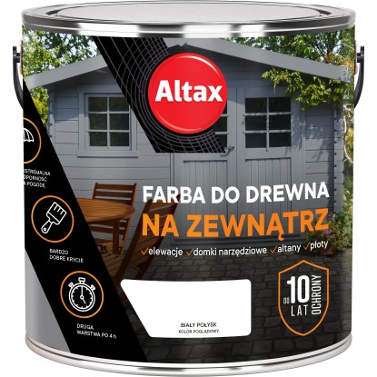 Altax Farba do drewna zewnętrzna biały połysk 2,5 l