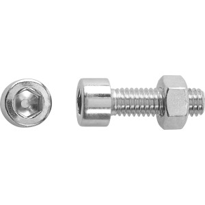 Śruba z łbem soczewkowym i gniazdem sześciokątnym, 8x40 mm, stal, z nakrętką, 6 sztuk.