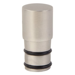 Srebrna, cylindryczna końcówka do karniszy.