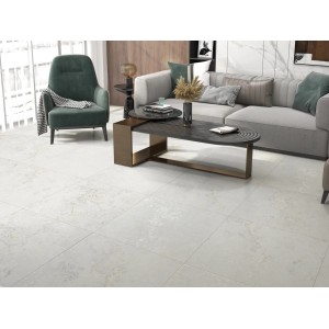 Jasny salon z płytkami podłogowymi t.b.t.. Nowoczesny, matowy wygląd dla stylowego otoczenia.