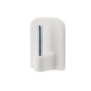 Gardinia haczyk samoprzylepny, biały, do karniszy Ø 11 mm, 4 sztuki. Haczyk z tworzywa sztucznego ze stalowym trzpieniem.