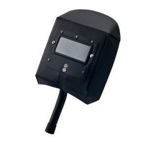 Czarna maska spawalnicza do prac spawalniczych, akcesoria spawalnicze.