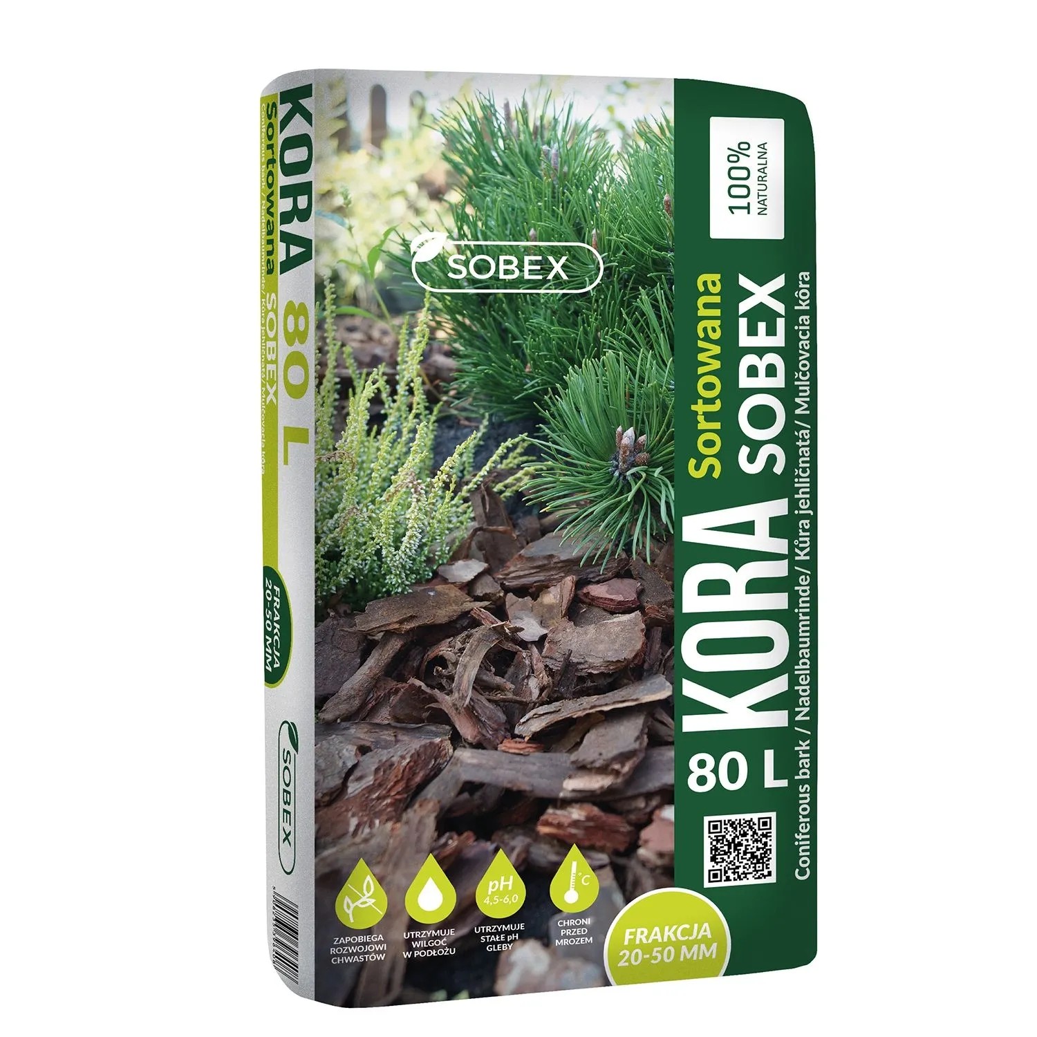 Sobex Kora sosnowa ogrodowa frakcja 2-5 cm 80 l