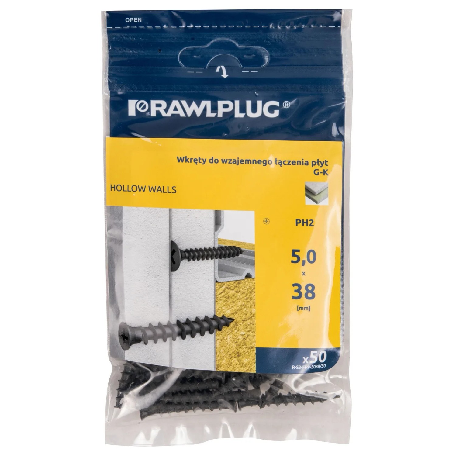 Rawlplug Wkręt łącznikowy GK-GK fosfat 5,0x38mm