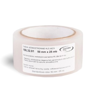 Rolka przezroczystej taśmy klejącej do prac ogrodowych, 50mm x 25m.