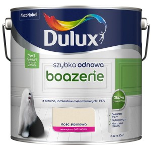 Puszka farby Dulux Emalie Kolorowe do boazerii, kolor kość słoniowa.