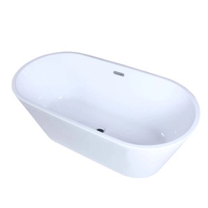 Wolnostojąca wanna w kolorze białym, owalny kształt.