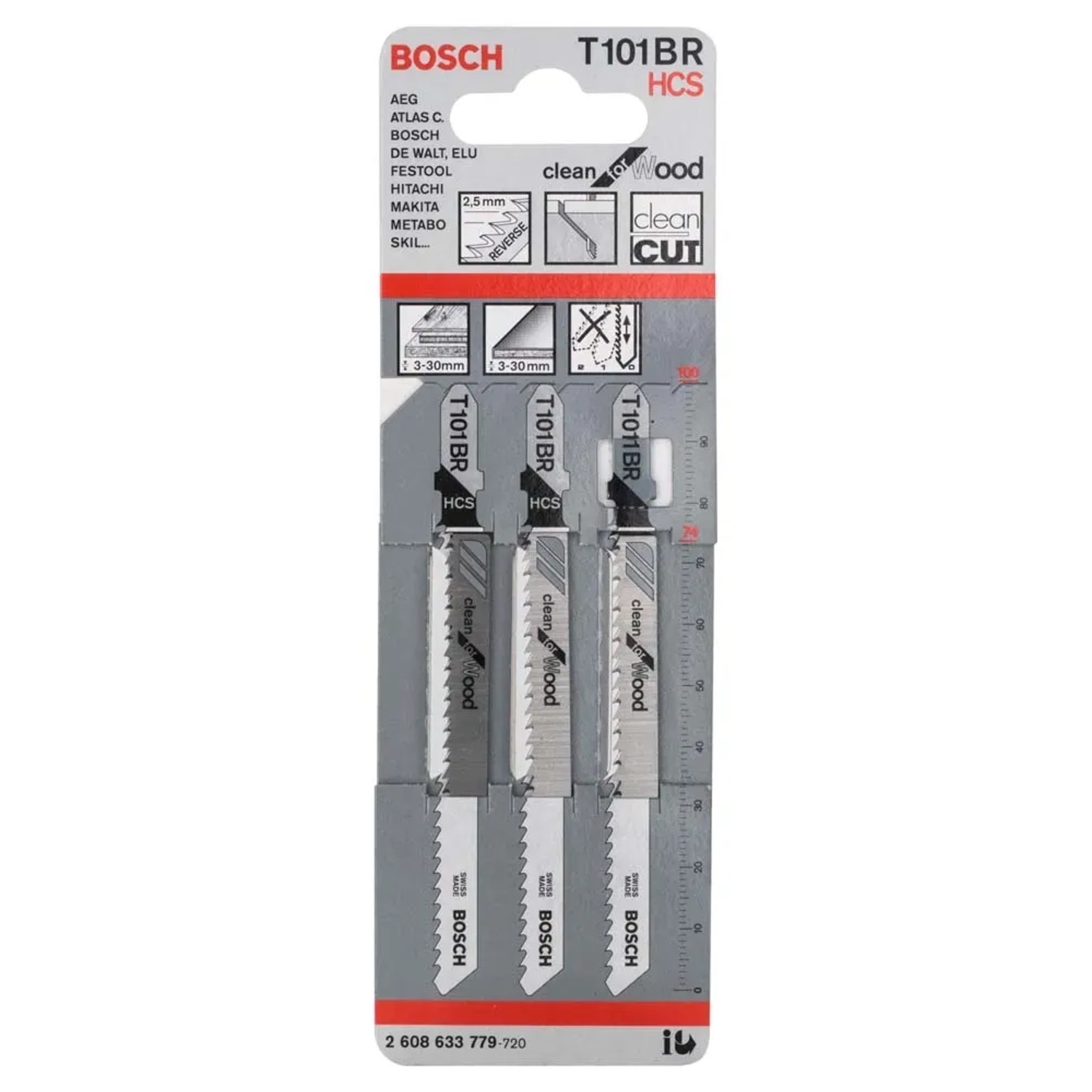 Bosch Professional Brzeszczot do wyrzynarki do drewna z uchwytem T - 3 szt
