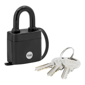 Czarny sejf na klucze Yale z trzema kluczami. Kłódka do przechowywania kluczy.