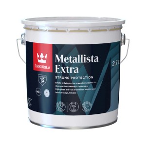 Puszka z farbą Tikkurila Metallista Extra. Antykorozyjna, do wewnątrz i na zewnątrz.