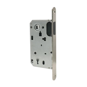 Metalowy zamek do drzwi t.b.t., widok szczegółowy.