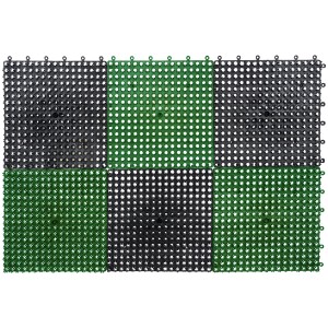 Wycieraczka t.b.t. w kolorze czarnym i zielonym, kwadratowa.