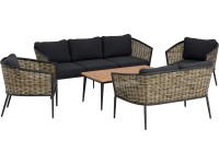 Komplet mebli wypoczynkowych HIGHBURY czarny 5-częściowy