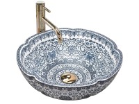 Rea Umywalka Vivien nablatowa ceramiczna biało-niebieska