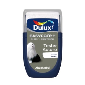 Tester koloru Dulux Easycare Urban Jungle, wałek do malowania ścian.