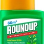 Roundup Total Ultra środek na chwasty na 60m², zielona butelka z żółtą nakrętką.