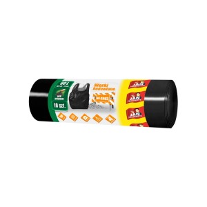 Rolka czarnych worków budowlanych, 60L, 10 sztuk, na gruz i odpady.