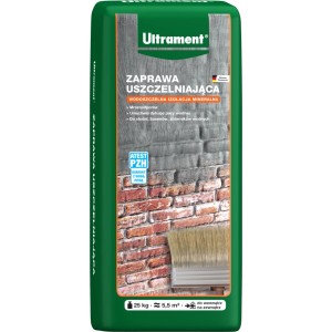 Ultrament zaprawa uszczelniająca w zielonym worku, do studni, basenów i zbiorników wodnych.