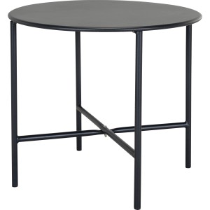 Okrągły, czarny stół ogrodowy (Ø 50 cm) ze stalową ramą. Idealny jako stolik bistro na balkon lub taras.