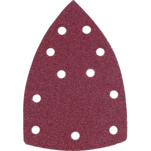 Papier ścierny do akumulatorowej szlifierki wielofunkcyjnej LUX A-MS-20, trójkątny kształt z otworami.