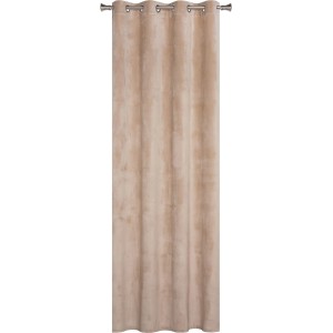 Beżowa zasłona z przelotkami do łatwego zawieszenia. Idealna do salonu i sypialni.