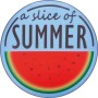 Okrągły koc plażowy z motywem arbuza i napisem "A Slice of Summer".