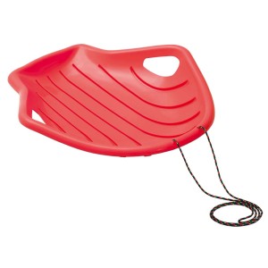 Czerwone sanki t.b.t. ze sznurkiem do ciągnięcia dla dzieci.