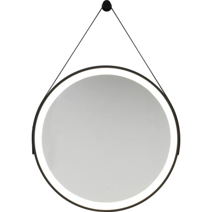 BALIV Lustro ścienne z oświetleniem LED okrągłe z zawieszką 60 cm