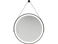 BALIV Lustro ścienne z oświetleniem LED okrągłe z zawieszką 60 cm